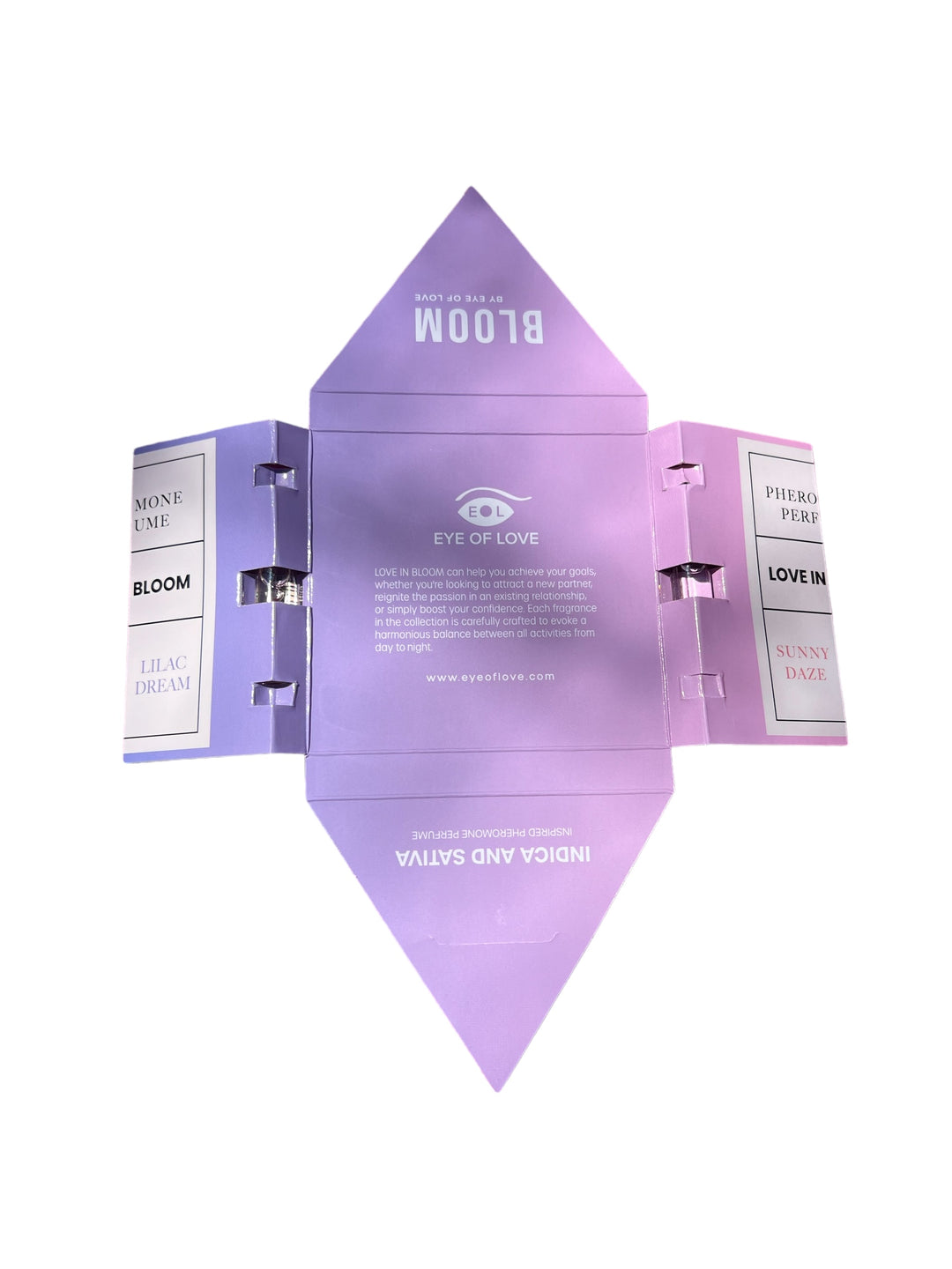 Open box of Bloom - Sample Set with 1ml perfumes Sunny Daze, Lilac Dream